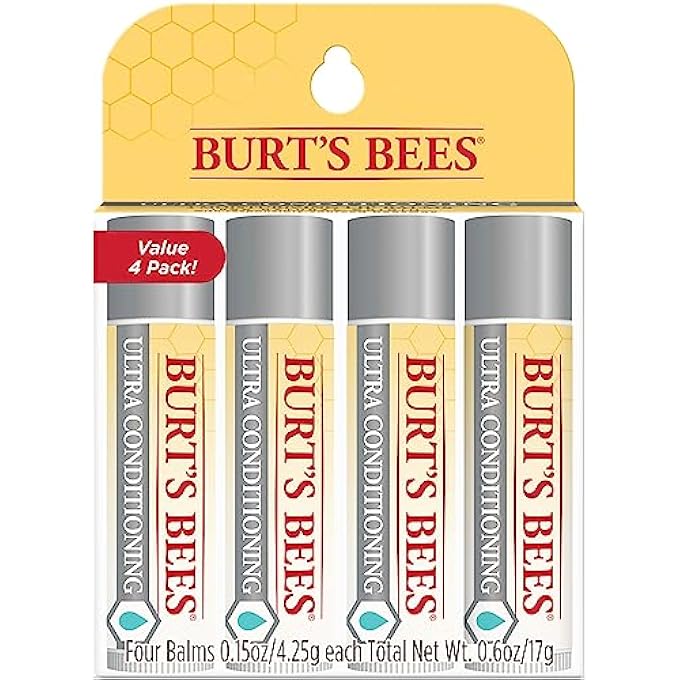 Burt's Bees LIP BALM STOCKING STUFFERS, MOISTURIZING LIP CARE CHRISTMAS GIFTS, 100% NATURAL, ULTRA CONDITIONING WITH SHEA, COCOA & KOKUM BUTTER (4 PACK) - Image 1